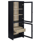 Denison 67-Inch Black Media Tower with Glass Doors