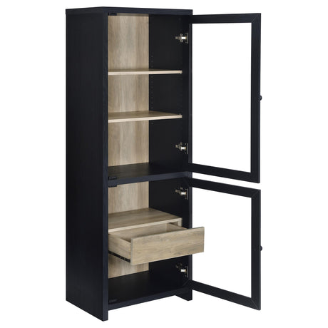 Denison 67-Inch Black Media Tower with Glass Doors