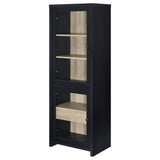 Denison 67-Inch Black Media Tower with Glass Doors