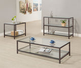 Trini 1-Shelf Glass Top Side End Table Black Nickel