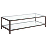 Trini 1-Shelf Glass Top Coffee Table, Black Nickel