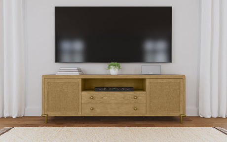 Arini Rattan Cane 2-Door TV Stand - Sand Wash