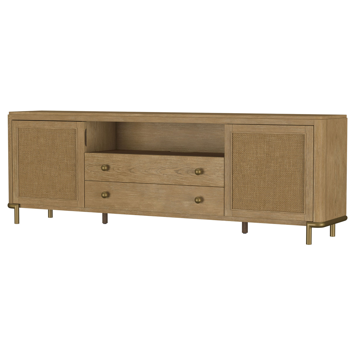 Arini Rattan Cane 2-Door TV Stand - Sand Wash