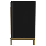Arini Rattan Cane 2-Door TV Stand - Black with Ash Veneer