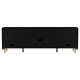 Arini Rattan Cane 2-Door TV Stand - Black with Ash Veneer