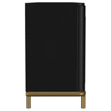 Arini Rattan Cane 2-Door TV Stand - Black with Ash Veneer