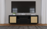 Arini Rattan Cane 2-Door TV Stand - Black with Ash Veneer