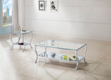 Saide 2-Piece Glass Top Coffee and End Table Set Chrome