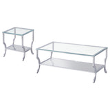 Saide 2-Piece Glass Top Coffee and End Table Set Chrome
