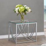 Lille Square Glass Top Side Table Chrome