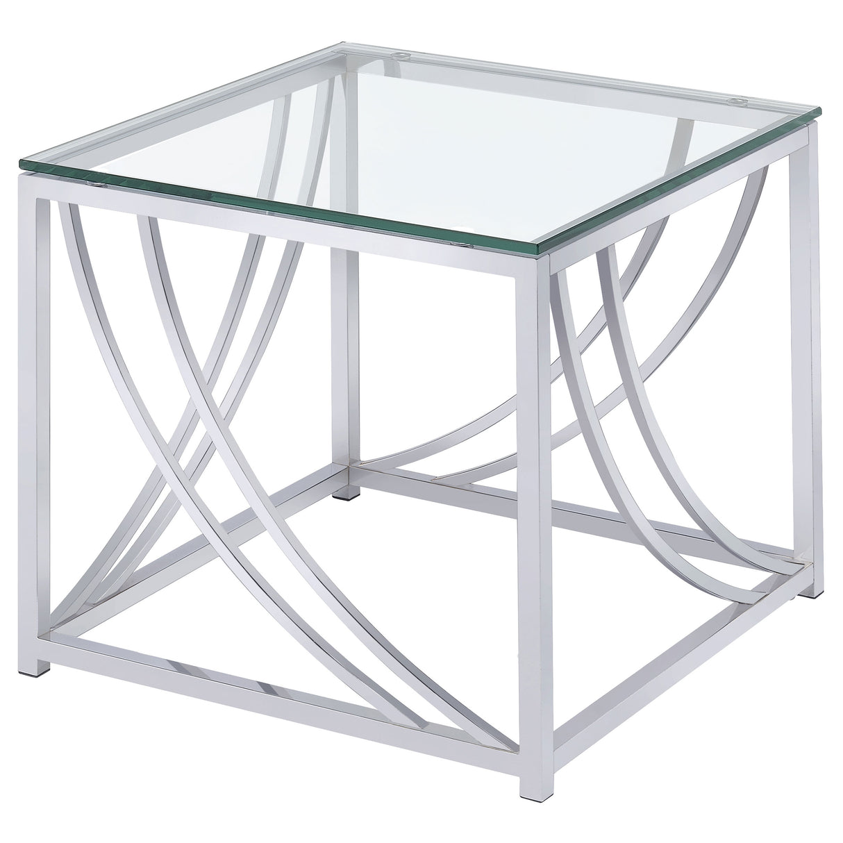 Lille Square Glass Top Side Table Chrome