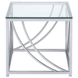 Lille Square Glass Top Side Table Chrome