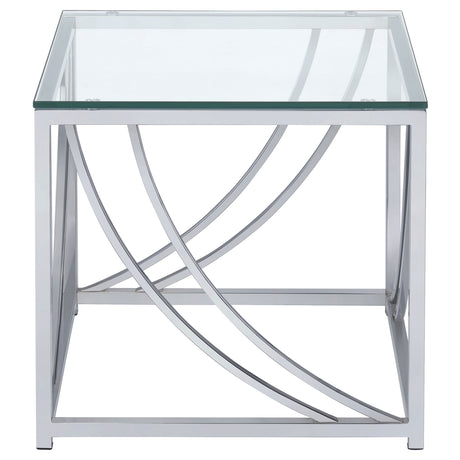 Lille Square Glass Top Side Table Chrome