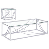 Lille 2-Piece Glass Top Coffee and End Table Set Chrome