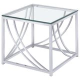 Lille 2-Piece Glass Top Coffee and End Table Set Chrome
