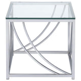 Lille 2-Piece Glass Top Coffee and End Table Set Chrome