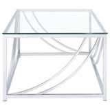 Lille 2-Piece Glass Top Coffee and End Table Set Chrome