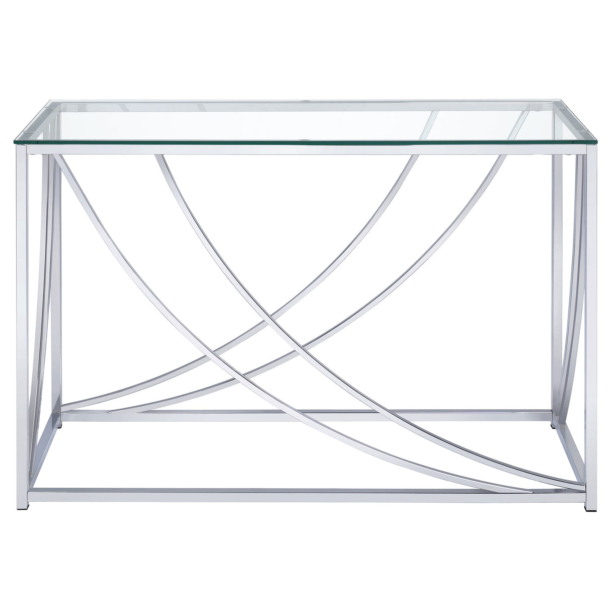 Lille Glass Top Entryway Console Table with Chrome Frame