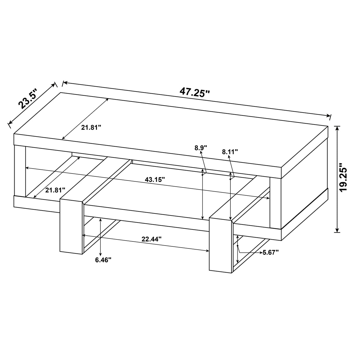 Dinard Grey Driftwood Cocktail Coffee Table