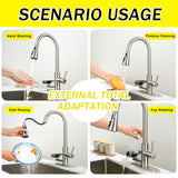 3 In 1 Kitchen Faucet With LED Temperature Display, Pull Down Sprayer