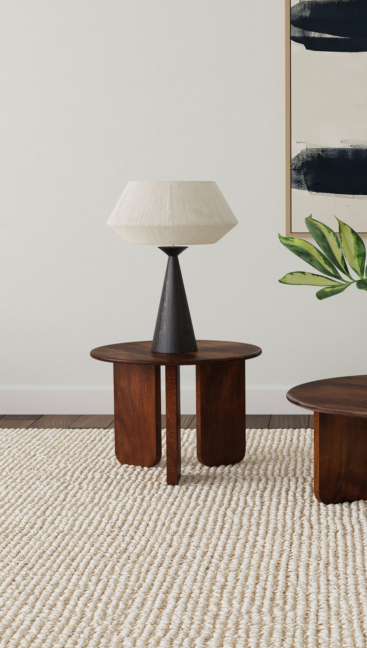 Dale Round Solid Mango Wood Side End Table, Brown