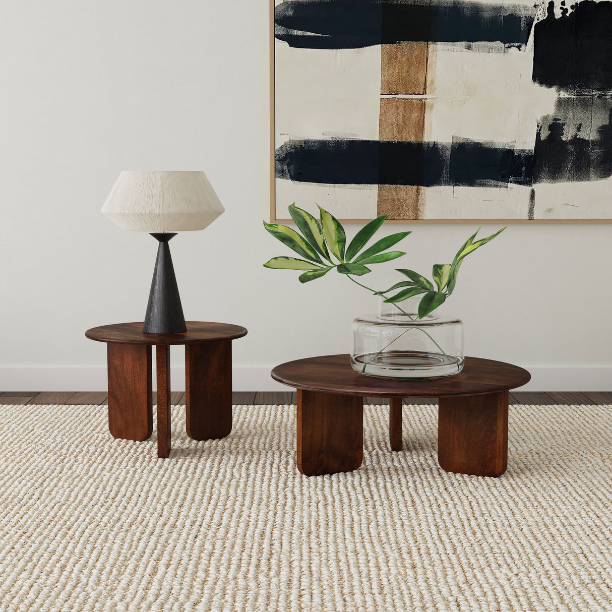 Dale Round Solid Mango Wood Coffee Table in Brown