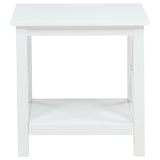 Skyview Square Pine Wood Side Table with Shelf - White