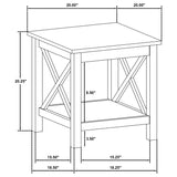Skyview Square Pine Wood Side Table with Shelf - White