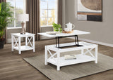 Skyview Square Pine Wood Side Table with Shelf - White