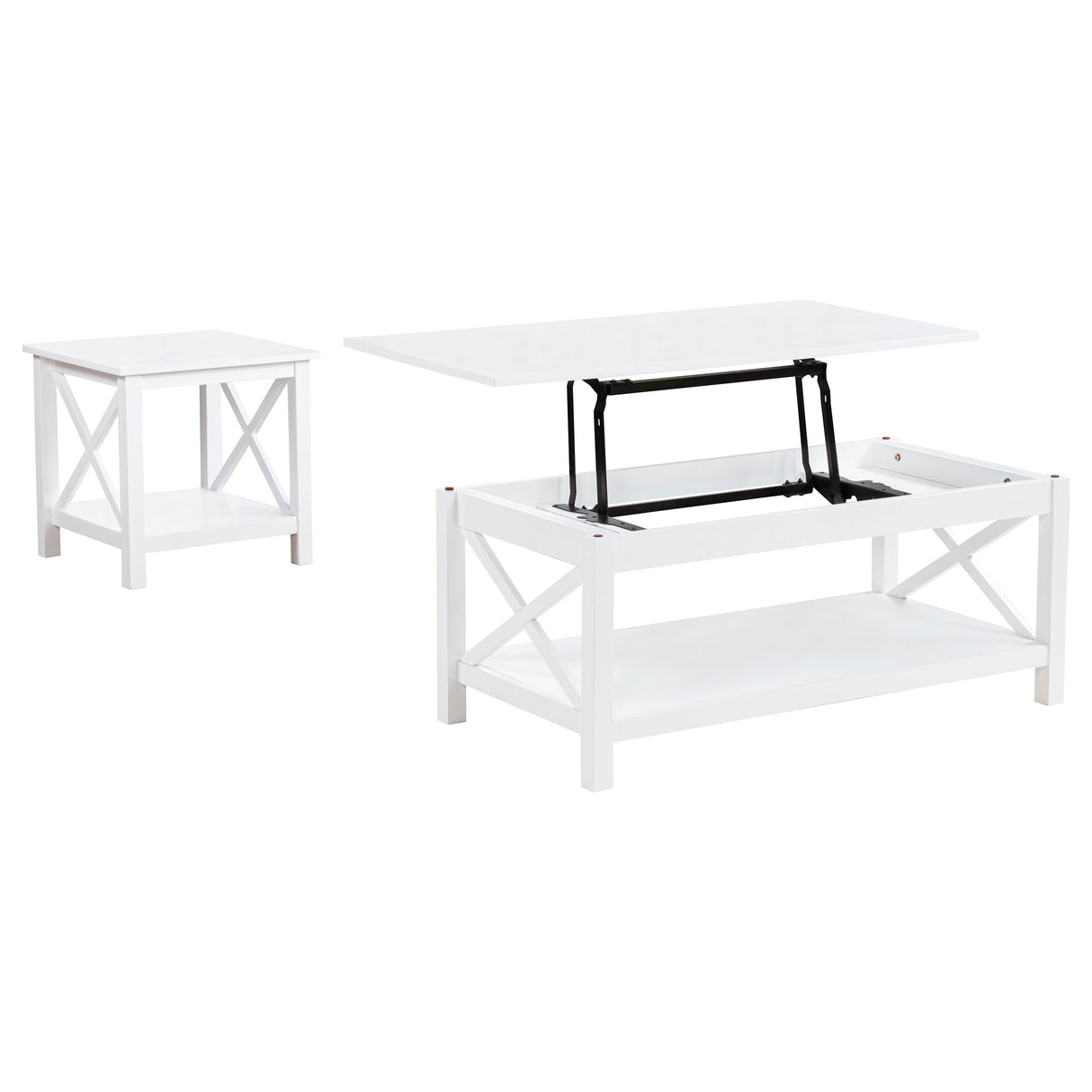 Skyview 2-Piece Rectangular Lift Top Coffee Table Set White