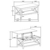 Skyview 44-Inch Rectangular Lift Top Coffee Table, White