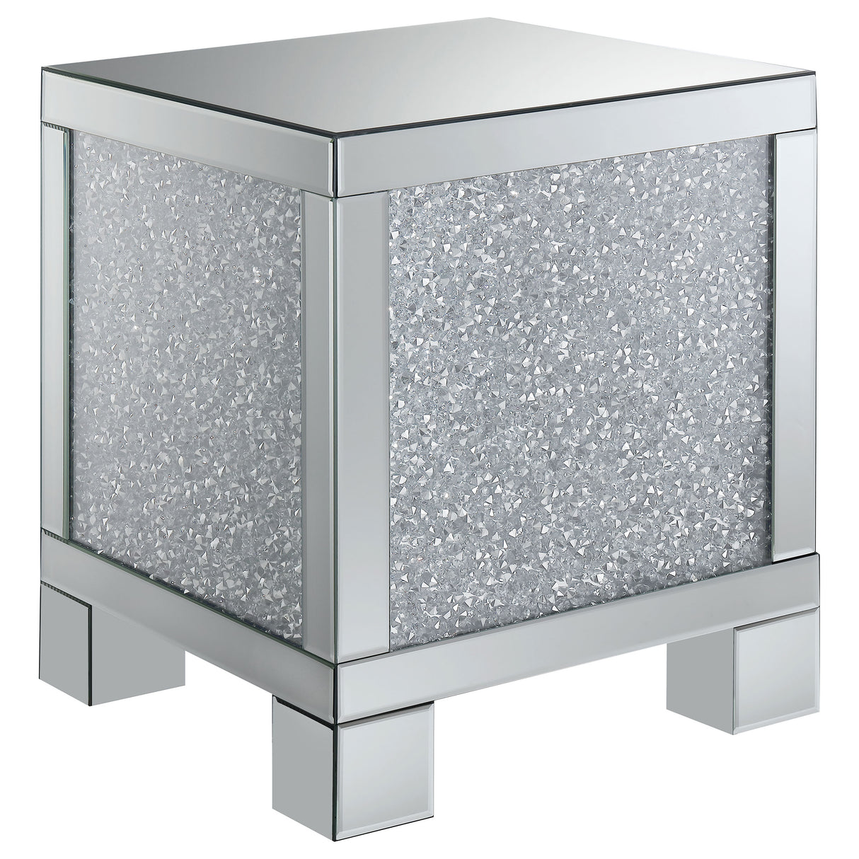 Gillian Mirrored Acrylic Side End Table, Silver