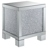 Gillian Mirrored Acrylic Side End Table, Silver