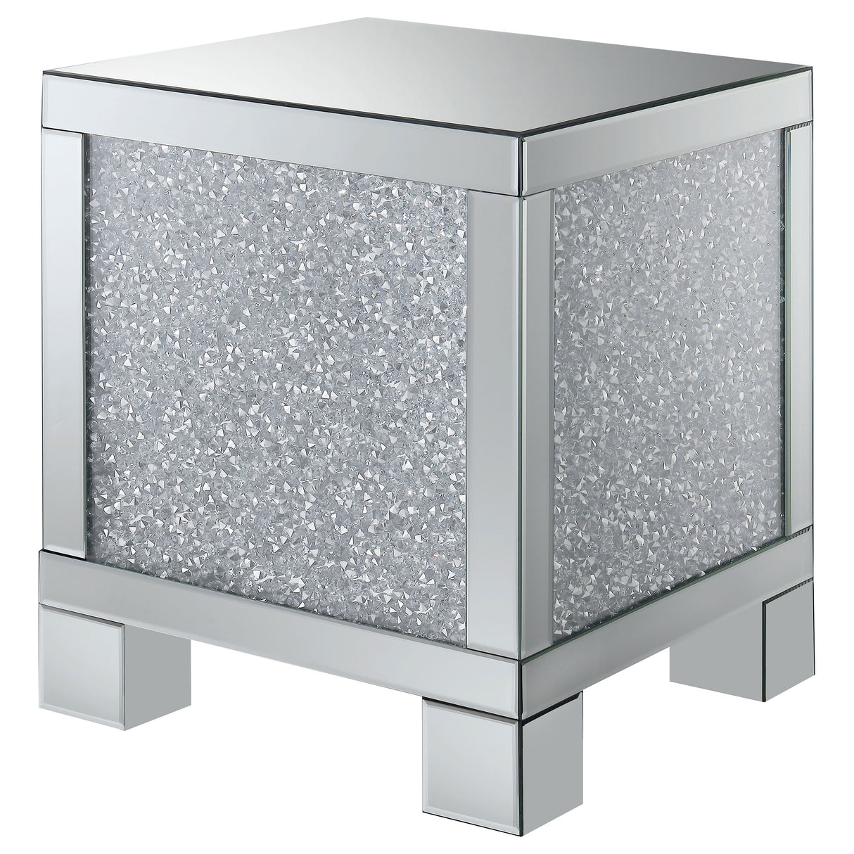 Gillian Mirrored Acrylic Side End Table, Silver