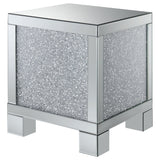 Gillian Mirrored Acrylic Side End Table, Silver