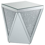 Amore Square Mirrored Acrylic Crystal Side Table Silver