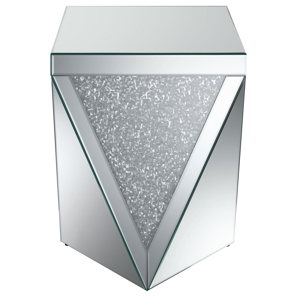 Amore Square Mirrored Acrylic Crystal Side Table Silver