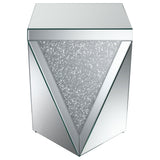 Amore Square Mirrored Acrylic Crystal Side Table Silver