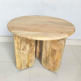 Natural Mango Wood Round End Table, 24"