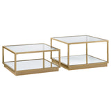 Renee 2-Piece Square Coffee Table Set Rose Brass