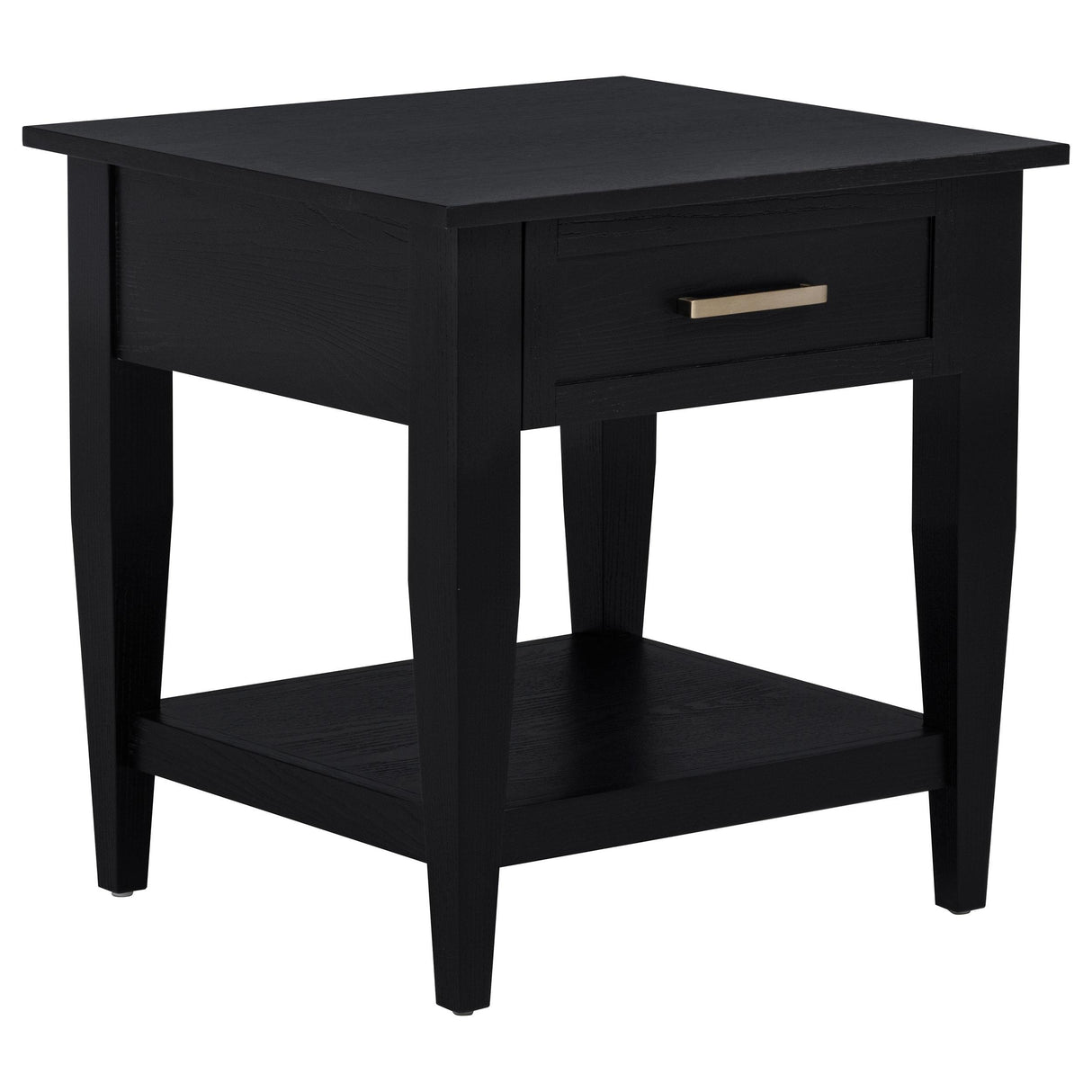 Lindenton 1-Drawer Wood Occasional Side End Table, Black