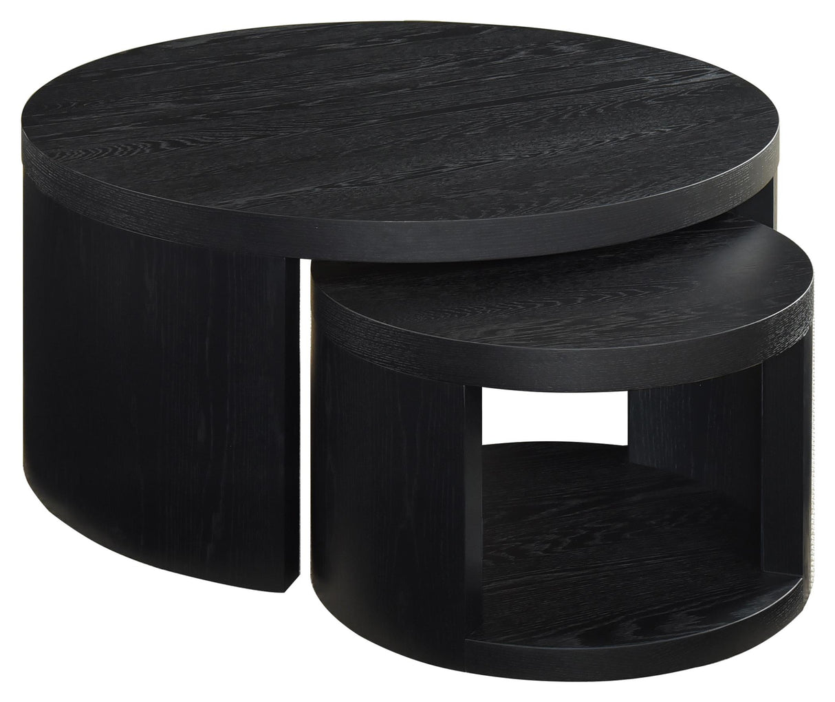 Sweeney 2-Piece Round Wood Nesting Table Set, Black