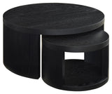 Sweeney 2-Piece Round Wood Nesting Table Set, Black