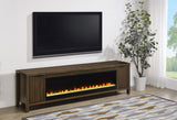 Carey 79-Inch TV Stand Fireplace Media Console Dark Pine