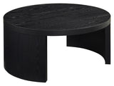 Sweeney 39-inch Round Black Wood Cocktail Coffee Table