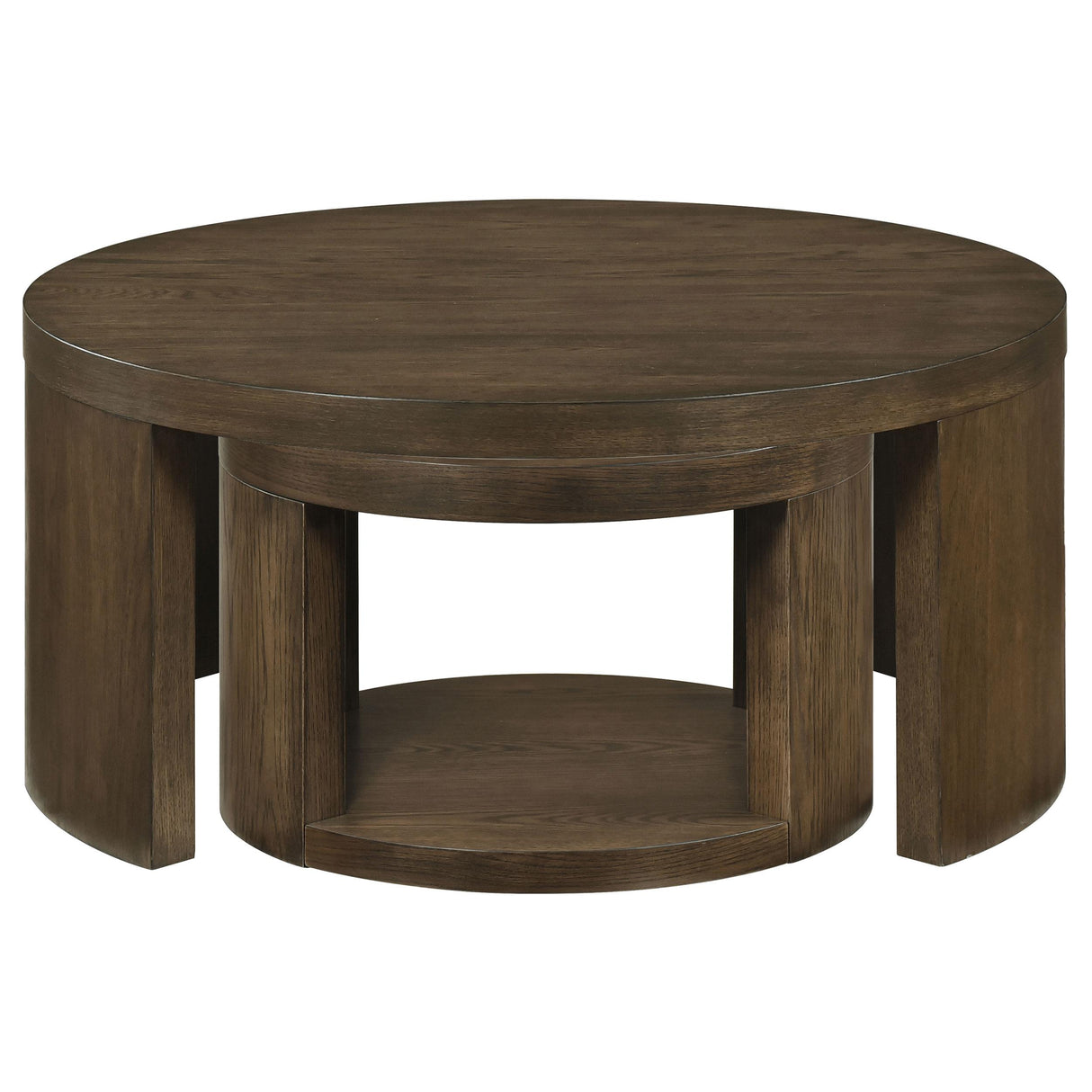 Sweeney 2-Piece Round Wood Nesting Table Set Dark Walnut