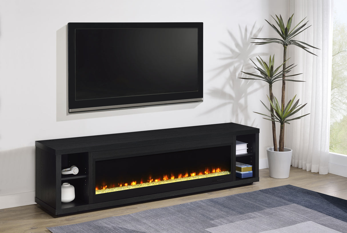 Deiter 79-Inch Black TV Stand Fireplace Media Console