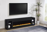 Deiter 79-Inch Black TV Stand Fireplace Media Console