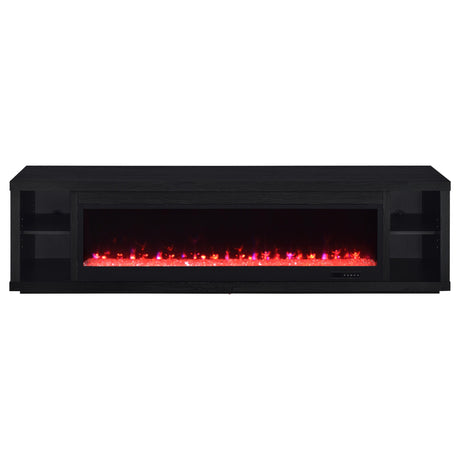 Deiter 79-Inch Black TV Stand Fireplace Media Console