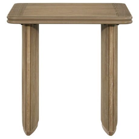 Adina Square Wood Side End Table, Distressed Light Brown